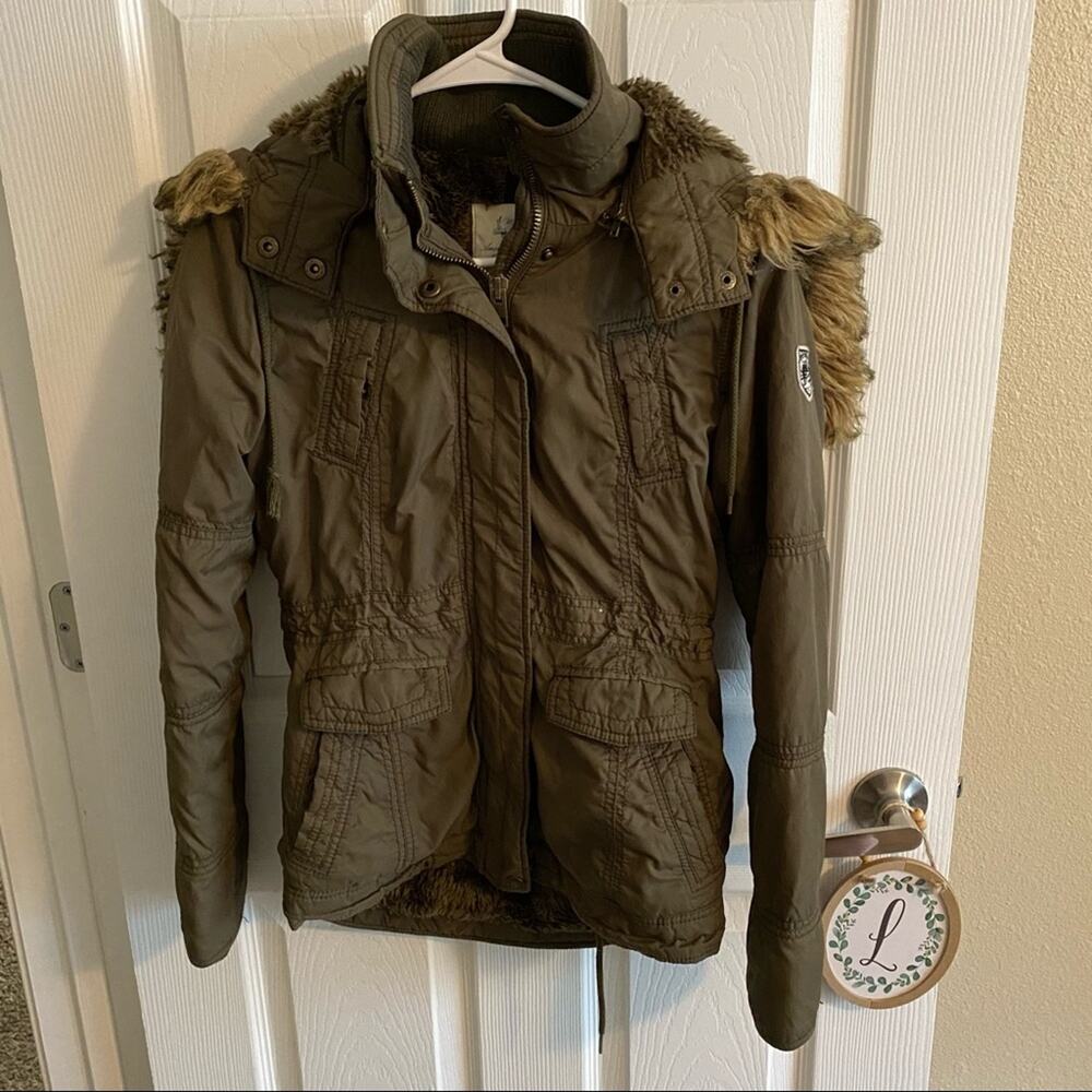 American Eagle Military Green Parka Coat w/ Hood Women's Size XS